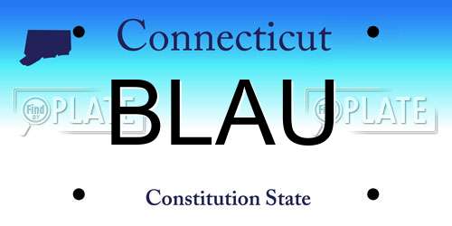 BLAU Connecticut License Plate