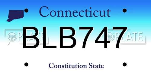BLB747 Connecticut License Plate
