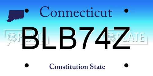 BLB74Z Connecticut License Plate