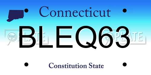 BLEQ63 Connecticut License Plate
