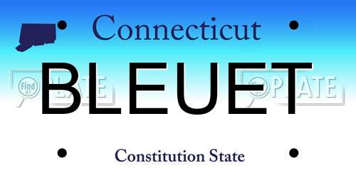 BLEUET Connecticut License Plate