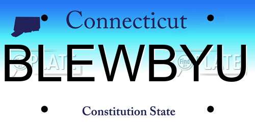 BLEWBYU Connecticut License Plate