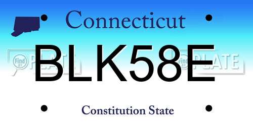 BLK58E Connecticut License Plate