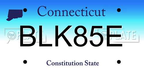 BLK85E Connecticut License Plate
