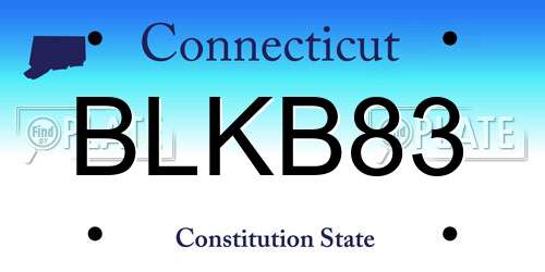 BLKB83 Connecticut License Plate