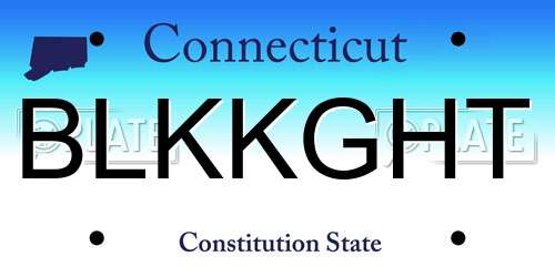 BLKKGHT Connecticut License Plate