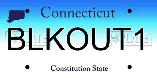 BLKOUT1 Connecticut License Plate