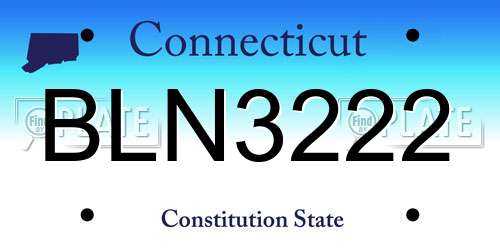 BLN3222 Connecticut License Plate
