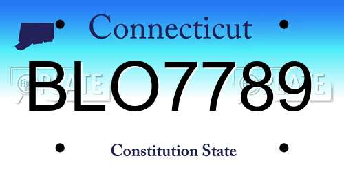 BLO7789 Connecticut License Plate