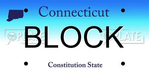 BLOCK Connecticut License Plate