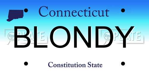 BLONDY Connecticut License Plate