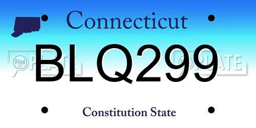 BLQ299 Connecticut License Plate