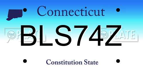 BLS74Z Connecticut License Plate