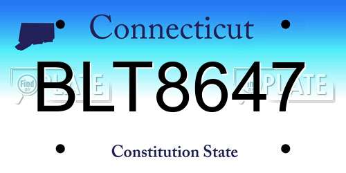 BLT8647 Connecticut License Plate