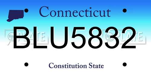 BLU5832 Connecticut License Plate
