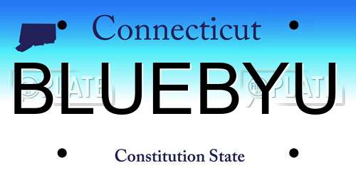 BLUEBYU Connecticut License Plate