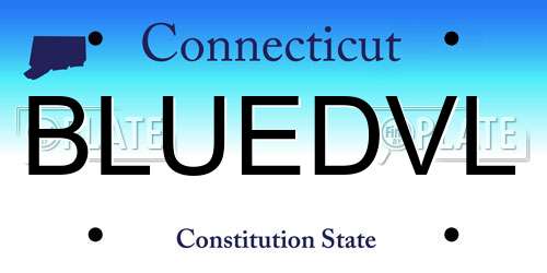 BLUEDVL Connecticut License Plate