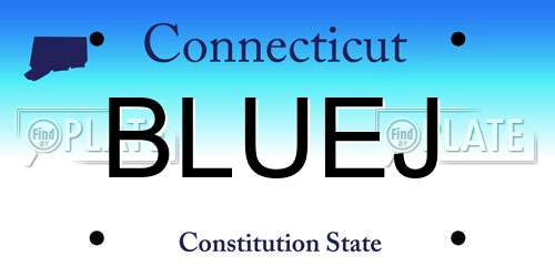 BLUEJ Connecticut License Plate
