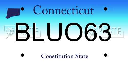 BLUO63 Connecticut License Plate