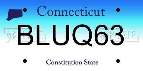 BLUQ63 Connecticut License Plate