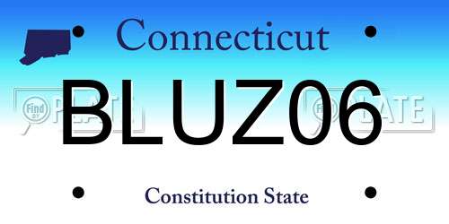 BLUZ06 Connecticut License Plate
