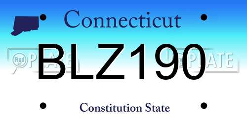 BLZ190 Connecticut License Plate