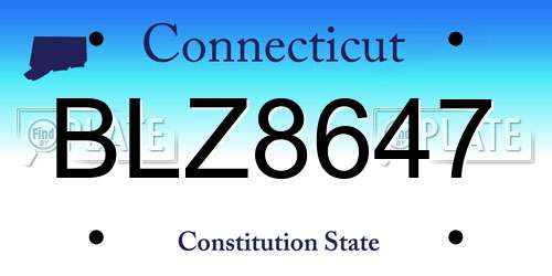 BLZ8647 Connecticut License Plate