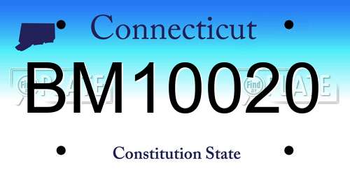 BM10020 Connecticut License Plate