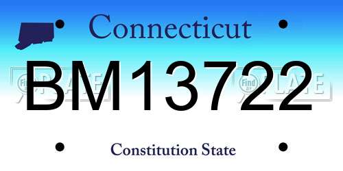 BM13722 Connecticut License Plate