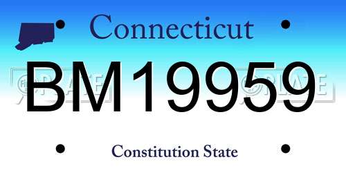 BM19959 Connecticut License Plate