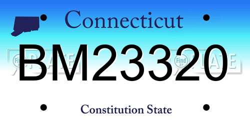 BM23320 Connecticut License Plate