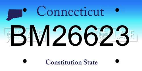 BM26623 Connecticut License Plate
