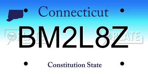 BM2L8Z Connecticut License Plate