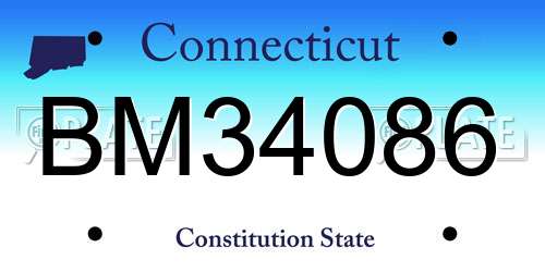 BM34086 Connecticut License Plate