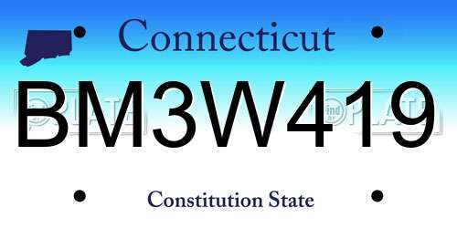 BM3W419 Connecticut License Plate