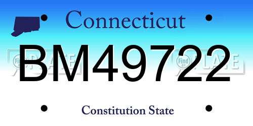 BM49722 Connecticut License Plate