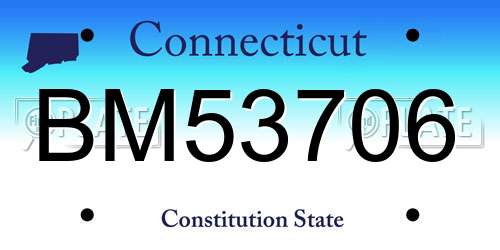 BM53706 Connecticut License Plate