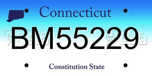 BM55229 Connecticut License Plate