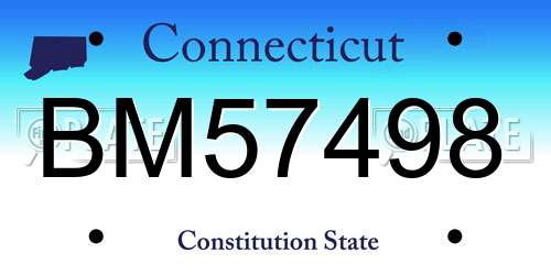 BM57498 Connecticut License Plate