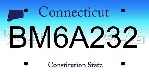BM6A232 Connecticut License Plate