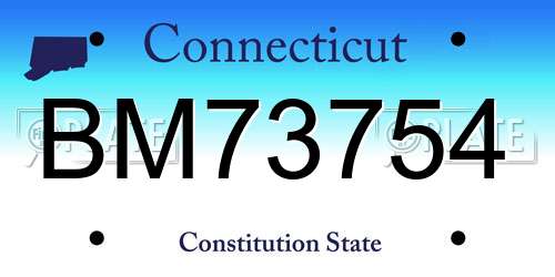 BM73754 Connecticut License Plate