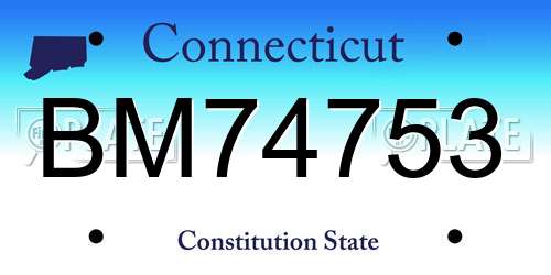 BM74753 Connecticut License Plate
