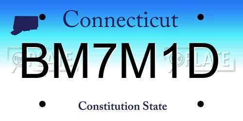 BM7M1D Connecticut License Plate