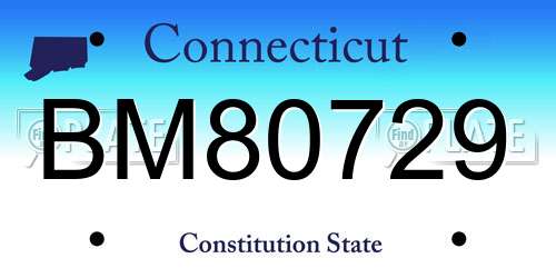BM80729 Connecticut License Plate