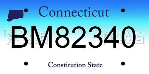 BM82340 Connecticut License Plate
