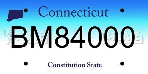 BM84000 Connecticut License Plate
