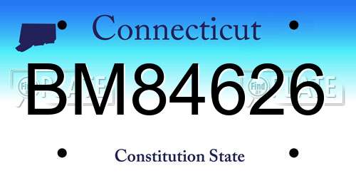 BM84626 Connecticut License Plate