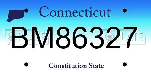 BM86327 Connecticut License Plate