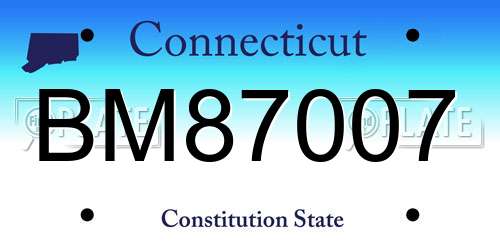 BM87007 Connecticut License Plate