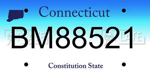 BM88521 Connecticut License Plate